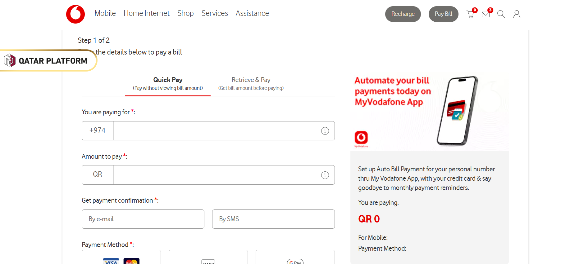 How to Pay Vodafone Qatar Bill Online Via Quick Pay Service